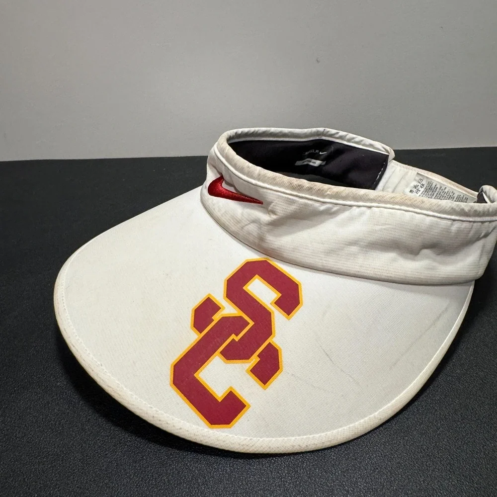 USC Trojans Nike Visor Hat Cap Adult White Adjustable Strap Back Sun UPF NCAA